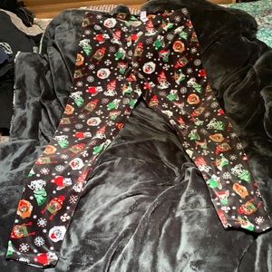 Christmas season fleece stretch pants sz xl